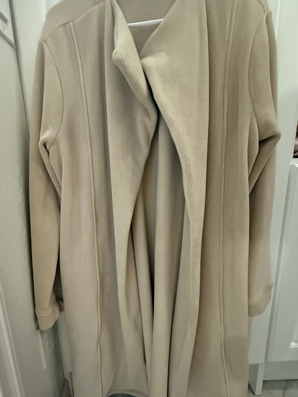 everleigh Cream Open-Front Draped cozy jacket
